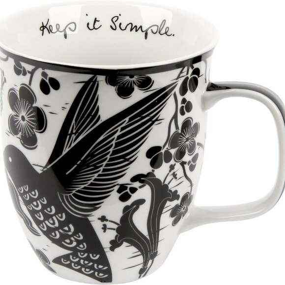 Gifts 16 oz Black and White Boho Mug Hummingbird - Cute Coffee and Tea Mug - Cer - Picture 1 of 8